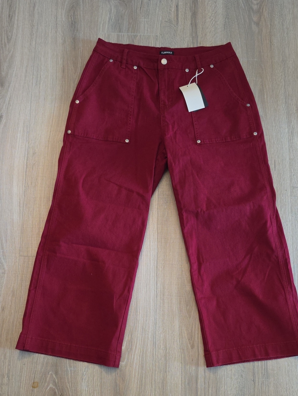 Flamingals | Cropped Wide-Leg Jeans Burgundy